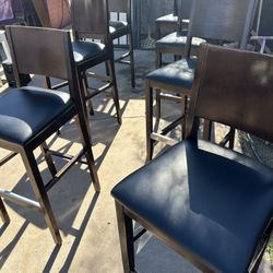 Bar Stools – Dark Wood & Black Cushions