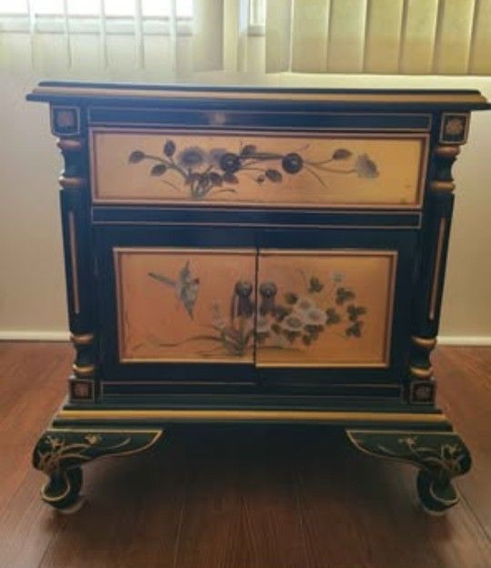 Oriental Mid Century side table or nightstand