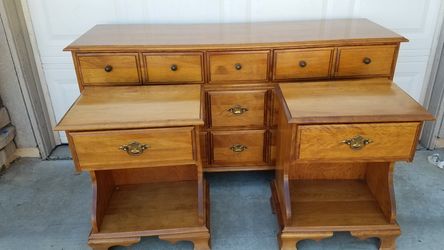 Dresser with mirror and end tables