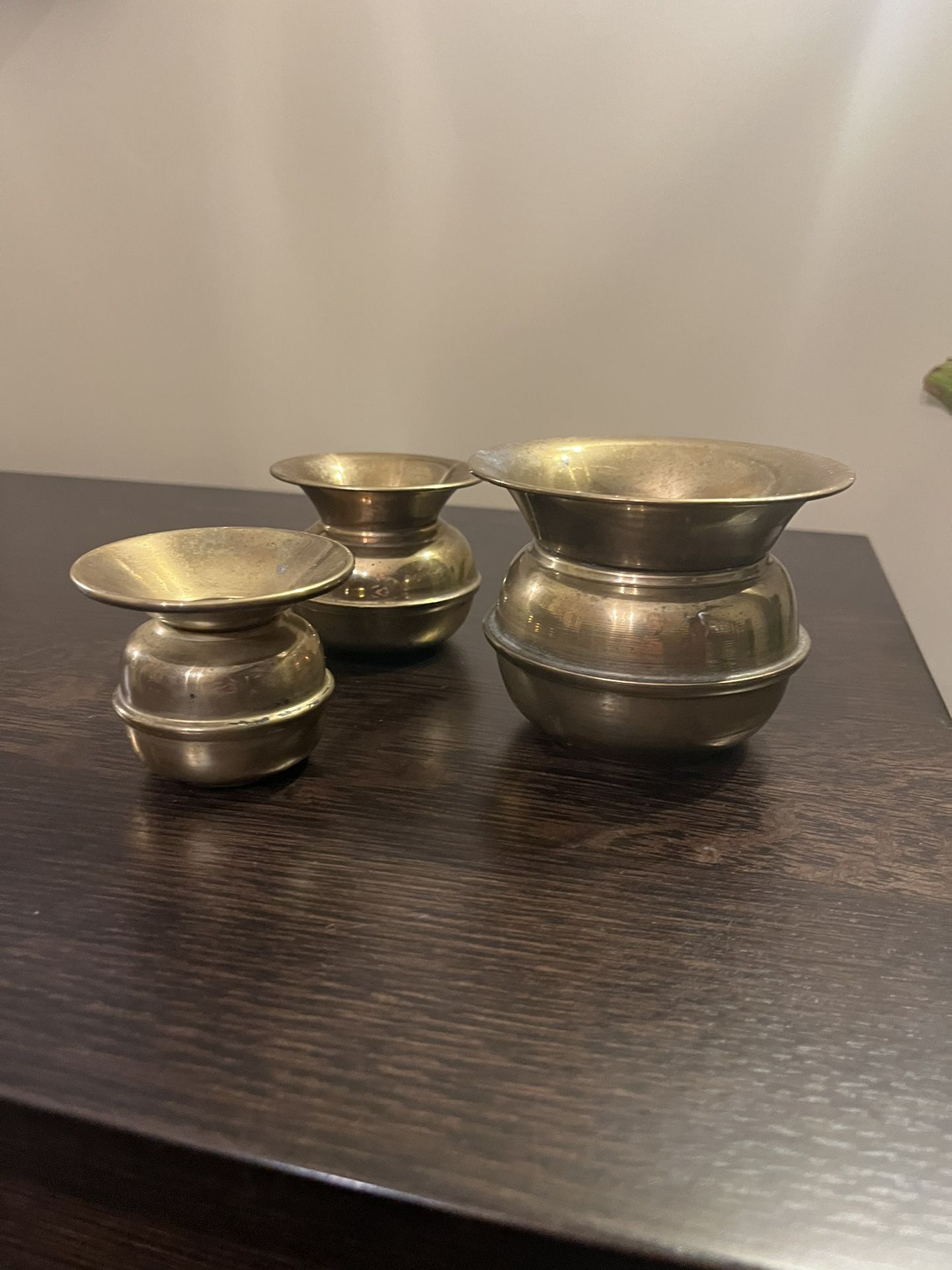 Set Of 3 Little Brass Spittoons Perfect For Your Houseplants Succulents Cactus