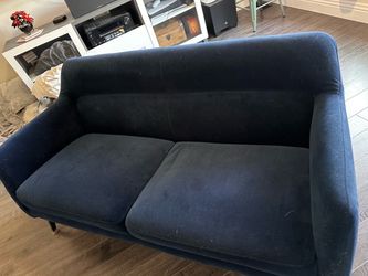 Navy Blue Fabric Loveseat Sofa