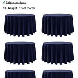 12-Pack Navy Blue Round Tablecloths, 120 Inches, Stain-Resistant Polyester for 5-6 Ft Round Tables