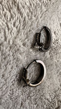  Black Hoops Earrings for Men Sterling