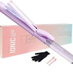 1.25 Inch Curling Wand with Adjustable Clip, Negative Ions Barrel, and Dual Voltage for Long Hair
