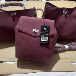 Vanessa Williams Suede Merlot Purse Set 