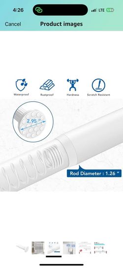 Umimile Tension Curtain Rod 51–86" White - C54