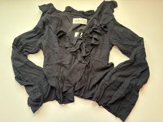 Hollister Black Ruffle Long Sleeve Women’s Top XS