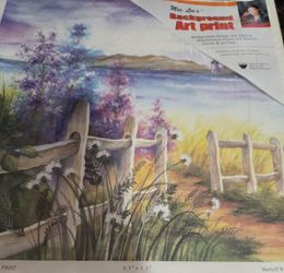 Art Print Floral Coastal Landscape Fence Mijun Lee 9.5x9.5 Fine Art Paper NEW