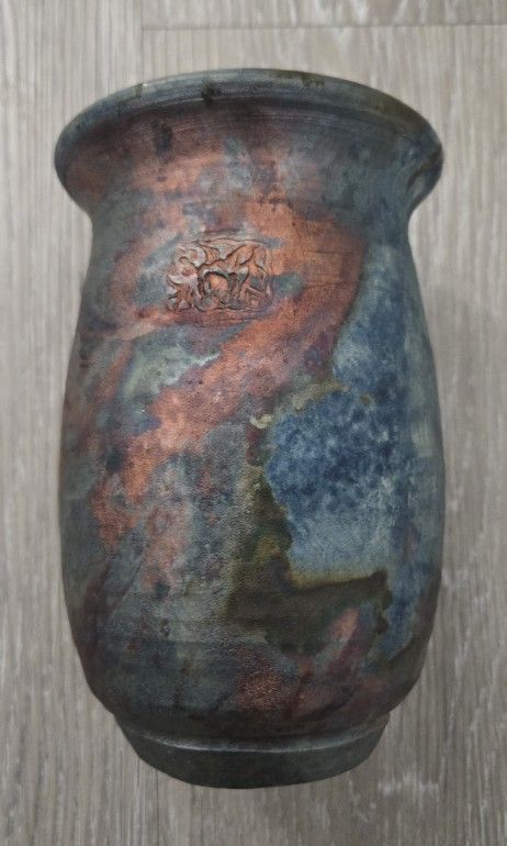 Vintage Hand Stamped Raku Pottery Vase w/ Distinctive Characterisitcs