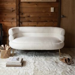 White Curved Sherpa 52’ Couch / Retail: $200 / Delivery Available