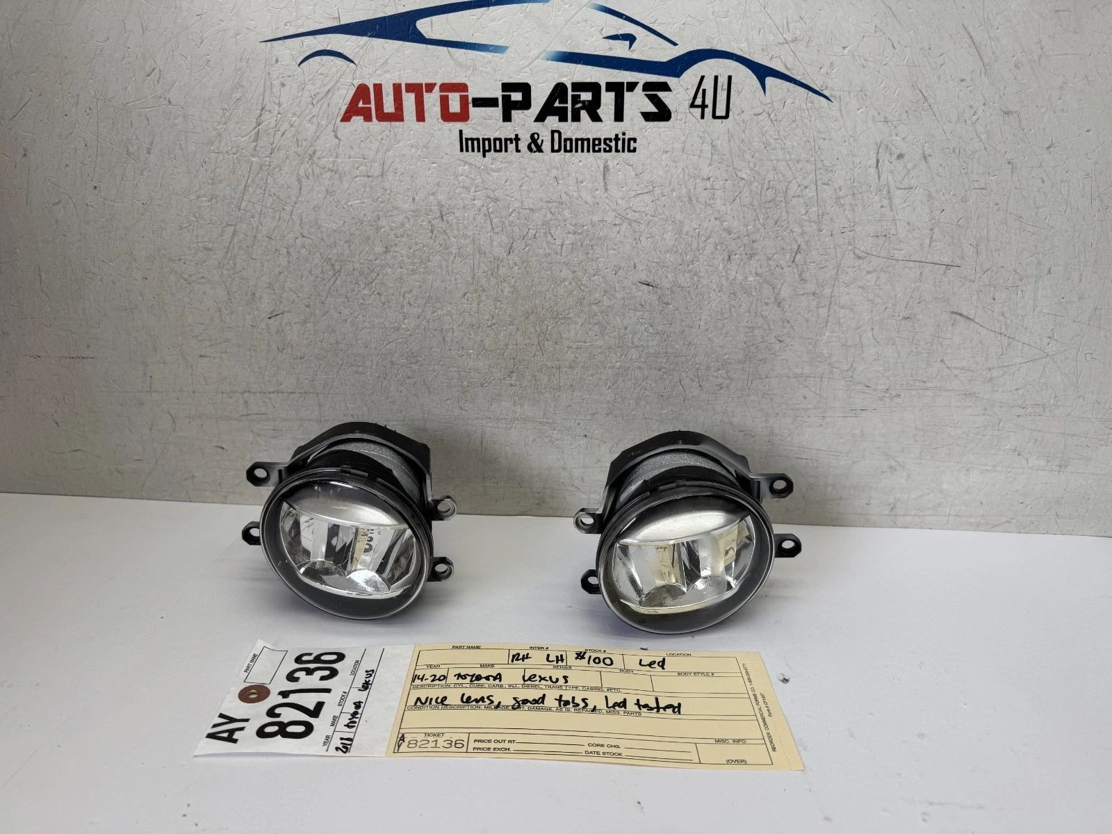 2014 - 2015 - 2016 - 2019 - 2020 TOYOTA LEXUS LEFT & RIGHT SET LED FOG LIGHT OEM AY82136