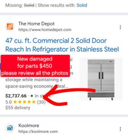 ✨️ Koolmore 47 cu. ft. Commercial 2 Solid Door Reach In Refrigerator in Stainless Steel #8454