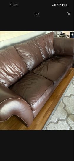 Brown Leather 3-Seat Sofa FREE FREE