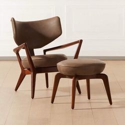 CB2 Mid Century Modern Chair / Ottoman