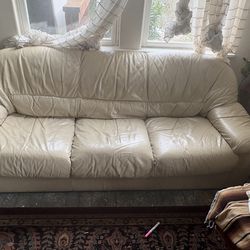 White/Cream color leather couch