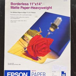 EPSON 11”x14” Borderless Matte Paper-Heavyweight 45 of 50 Sheets
