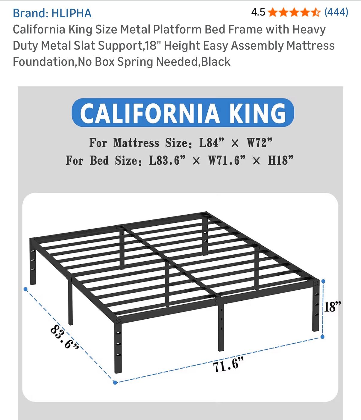 Metal Bed Frame $40