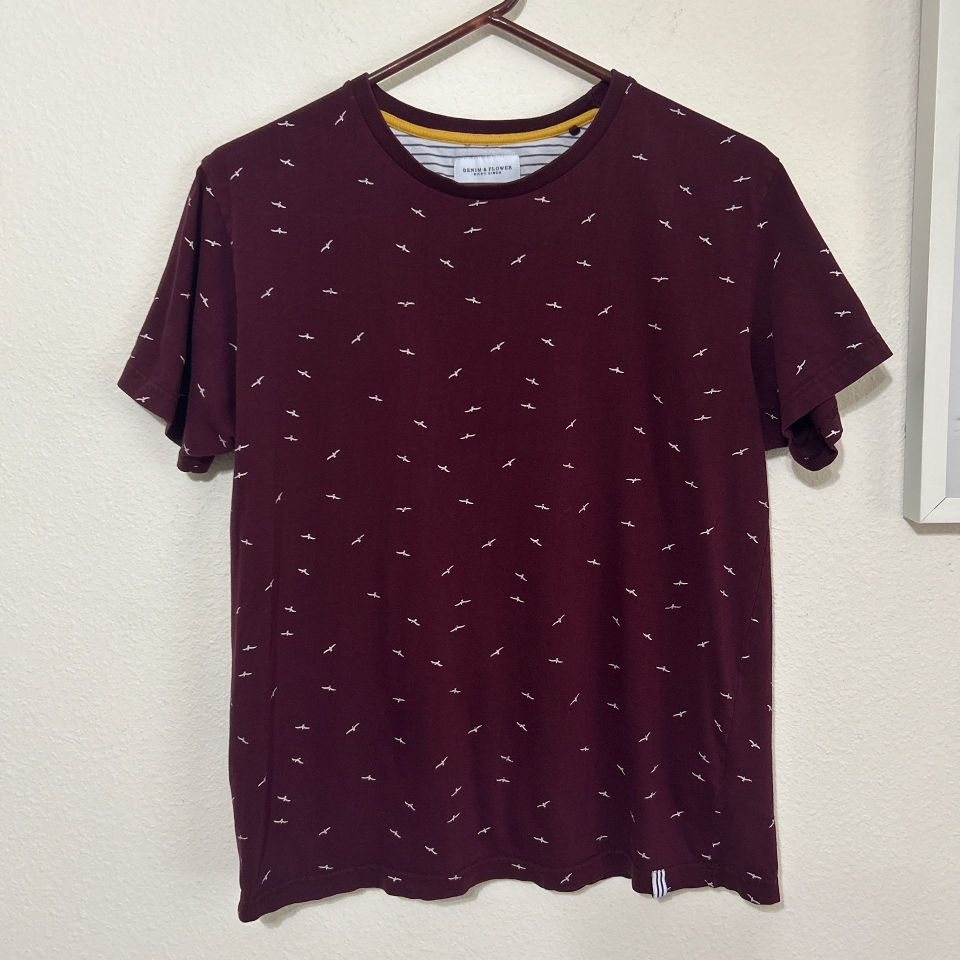 Denim & Flower Maroon Patterned Tee