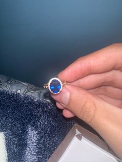 14k Gold Halo Sapphire Ring