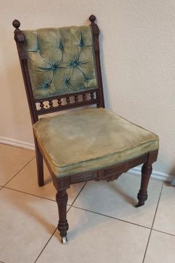 Victorian Eastlake Elegant Chair - Carved Frame - with Casters