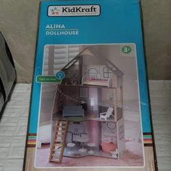 Kidkraft Kid Kraft Alina Wooden Dollhouse w/ 15 Play Furniture Accs. New Sealed