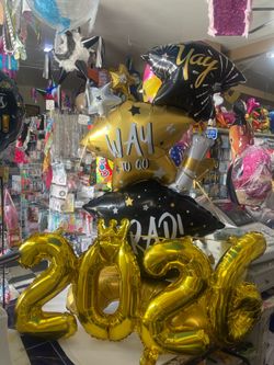 Graduation balloon with stand and 2026 balloon banner