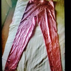 A Super Sexy Tight Light Pink Spandex Shiny Pants 