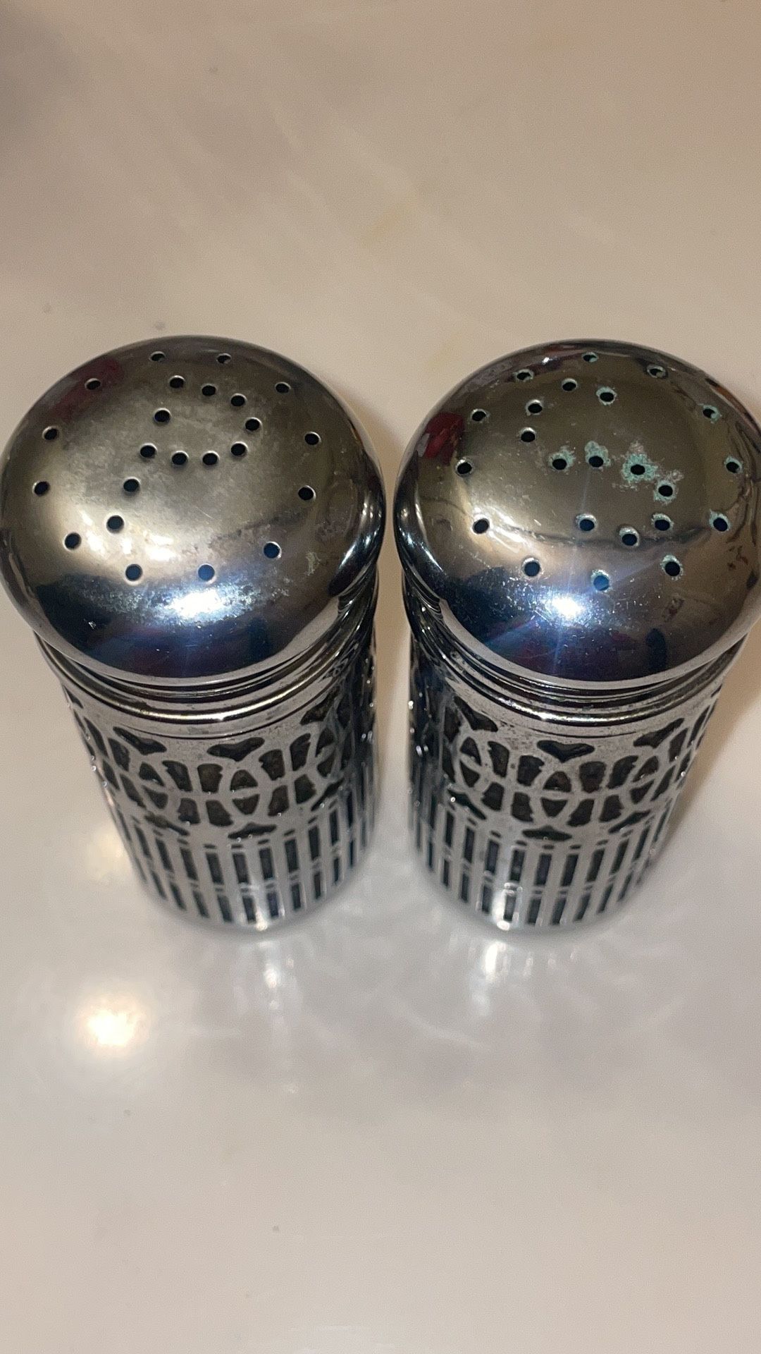 *Antique*Victorian Silver Set of Salt & Pepper Shakers, England, 19th Century*