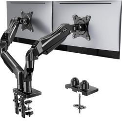 HUANUO Dual Monitor Stand, Fully Adjustable Gaming Monitor Desk Mount for 13–32″ Computer Screens, Full Motion VESA 75x75/100x100 with C-Clamp