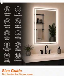 Luma Pro 24 in. W x 36 in. H Rectangular Frameless LED Light Dimmable Anti-Fog Wall Bathroom Vanity Mirror