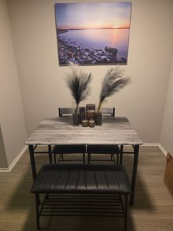 Dinning table with 2x chairs and bench