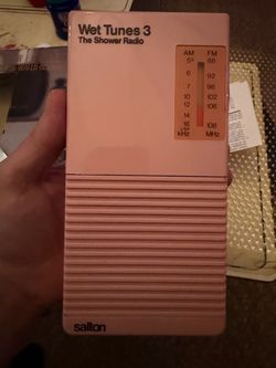 Vintage 1985 Salton Wet Tunes 3 Pink AM/FM Shower Radio w/ Original Box