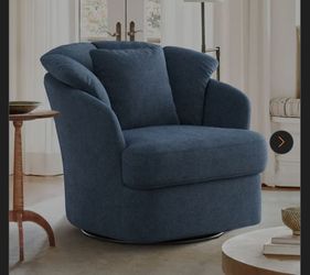 LUE BONA
Rowena Oversized Blue Fabric Upholstered Swivel Accent Chair with Double Cushion Modern Swivel Barrel Chair