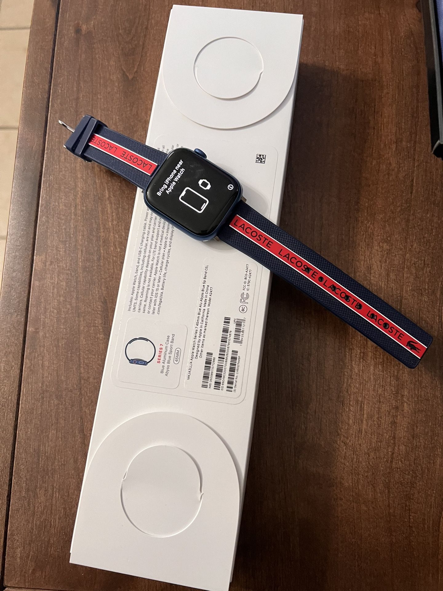 Apple Watch SERIES 7 Blue Aluminum Case Abyss Blue Sport Band 45mm GPS + Celular