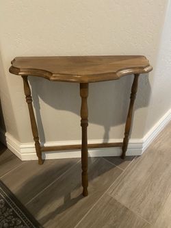 Vintage Wood Half Moon Side or Console Table.