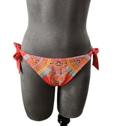 Nanette Lepore Embroidered Front Tie Side Bikini Bottom Size Small 