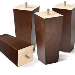 6" Sofa Legs Wood Furniture  Pack of 4 w/ hardware Pyramid Couch Legs Mid-Centur