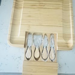Bamboo Chopping Board And Knife Set 