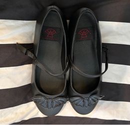 Strange Cvlt Goth Bat Mary Jane Flats Sz 6