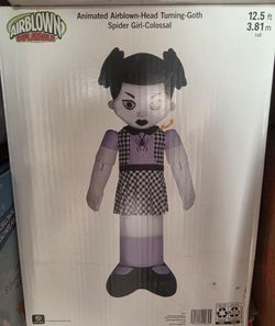 12.5 FT Colossal Head Turning Girl Airblown Inflatable Halloween Animated