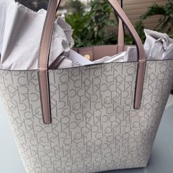 New Calvin Klein Purse Cream/ Brown 