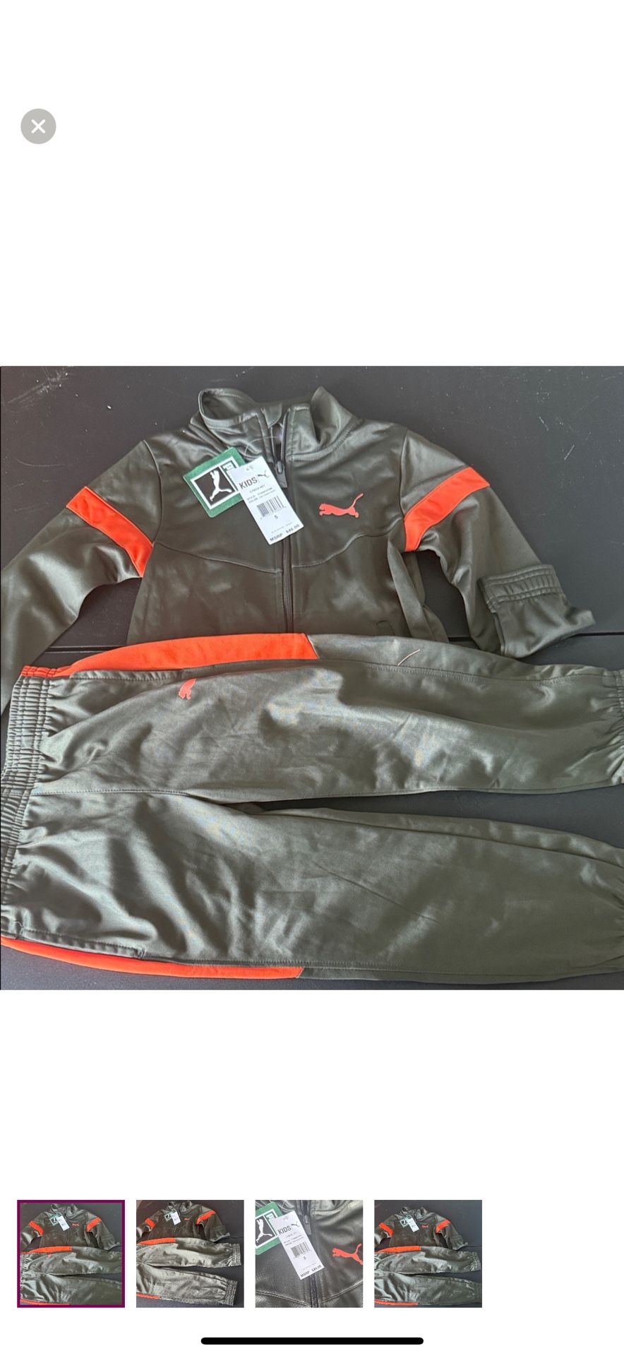 Puma Kids' Olive and Orange Tracksuit