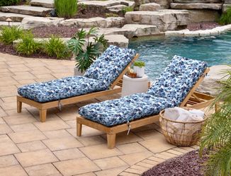 Arden Brand New  Luxury 76" Patio Chaise Cushion - Blue Garden Floral