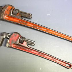 Ridgid and Ace Pipe Adjustable Wrenches 24” and 18” Pipes Lot of 2 
