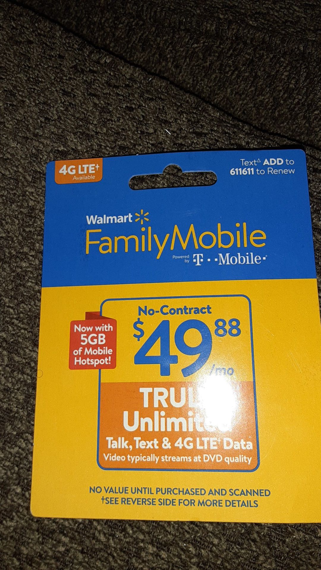Walmart family mobile reup card