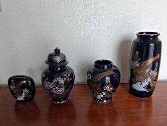 Cobalt Blue Ceramic Vase Set of 4