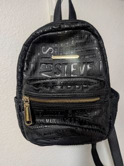 Steve Madden Mini Backpack Black Logo Embossed