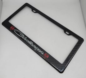 BRAND NEW DODGE CHALLENGER 100% Real Carbon Fiber License Plate Frame Tag Cover Original 3K