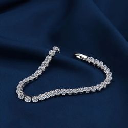 moissanite tennis bracelet, 925 sterling silver, 3mm round D-color VVS1 tennis bracelet, 6.3 inches inches