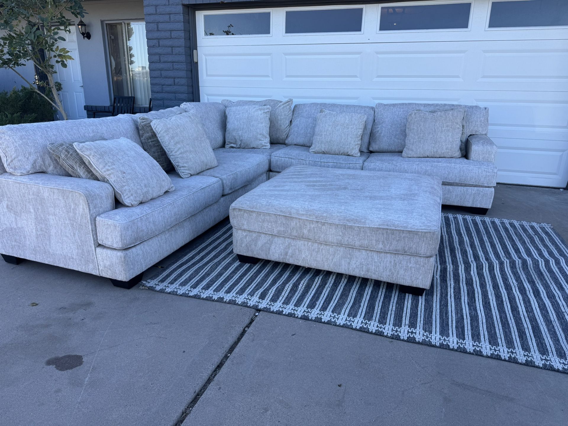 Beige Sectional Sofa Couch Sala Ottoman